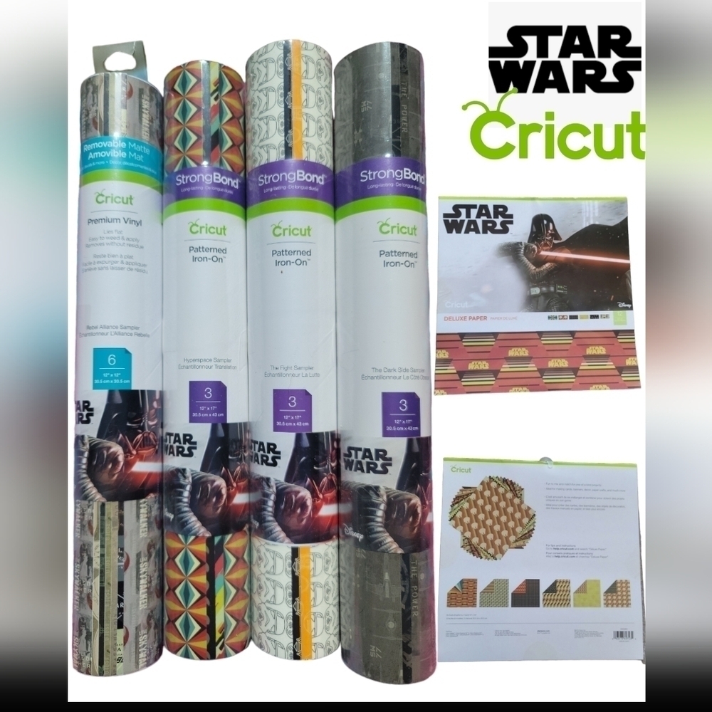 CRICUT STAR WARS Deluxe Paper/ Patterned Iron-On/ Premium Vinyl NEW Lot of 5